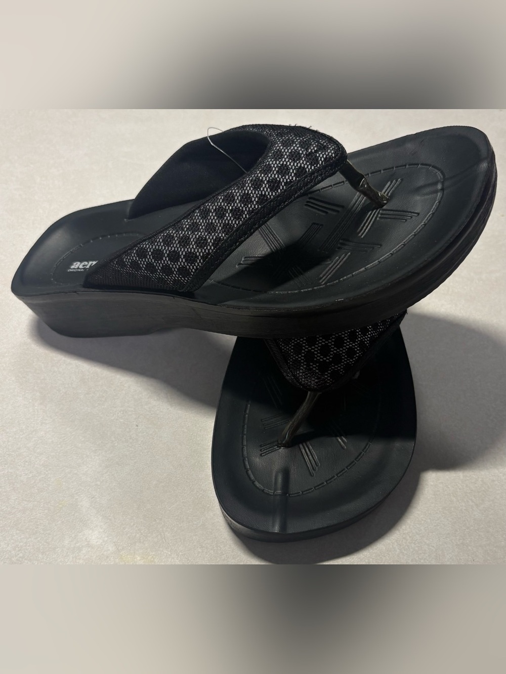 Women's Black Wedge Flip Flop Sandals - Cushioned Comfort